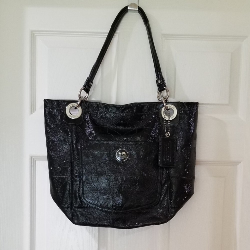 Coach - "Alex" Black Patent Leather Shoulder Bag
